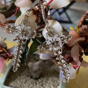 Vintage 925 cross smoky topaz earring